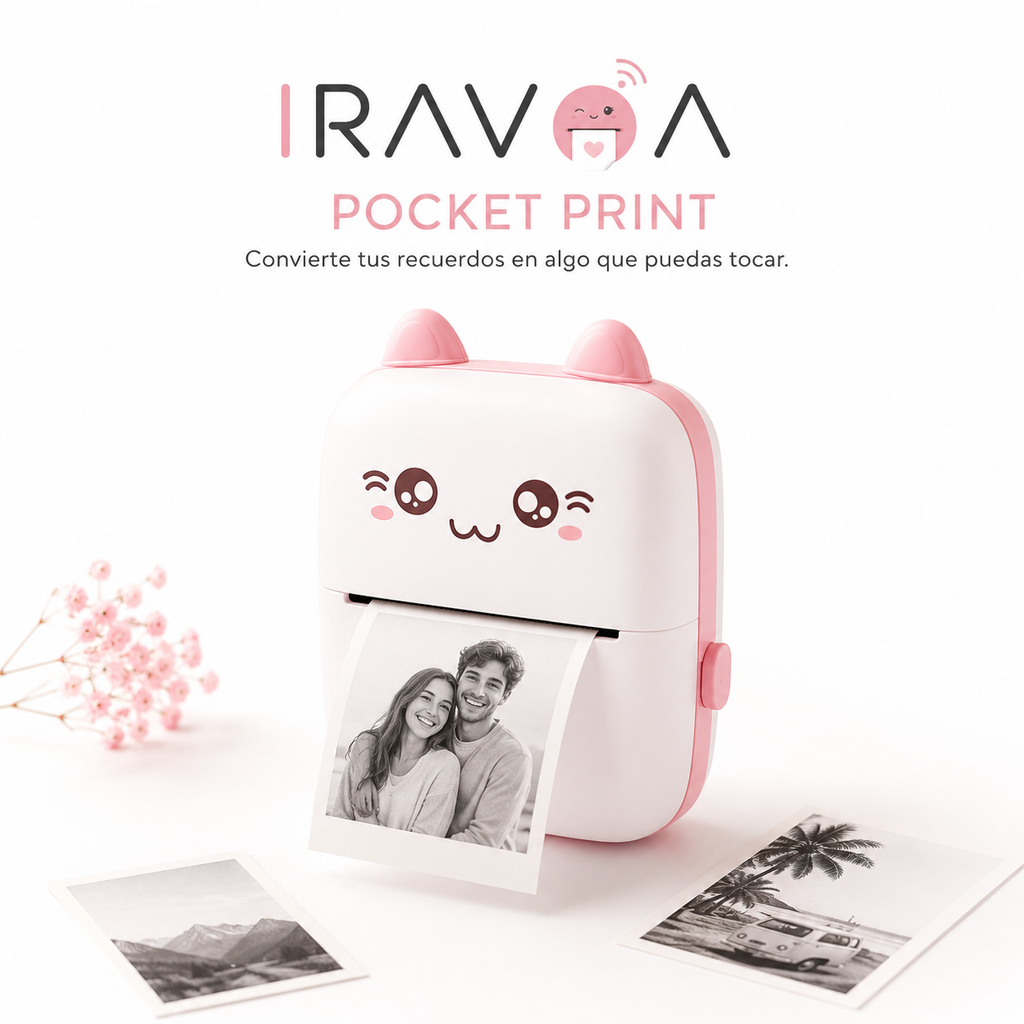 IRAVOA™ Pocket Print – Mini Impresora Térmica Portátil